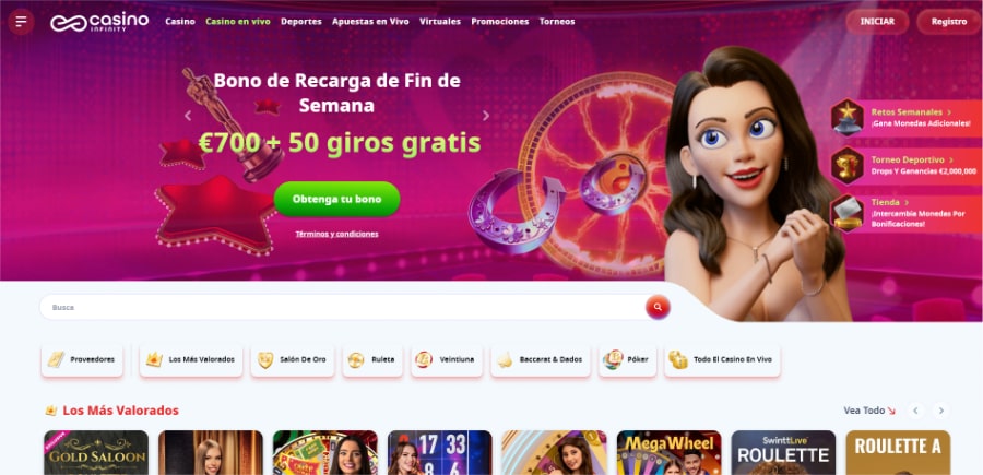 Infinity casino en Vivo Página