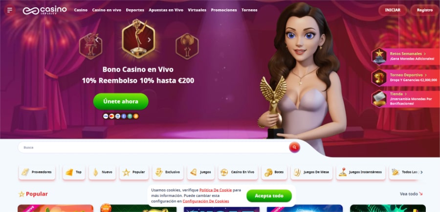 Infinity casino página principal